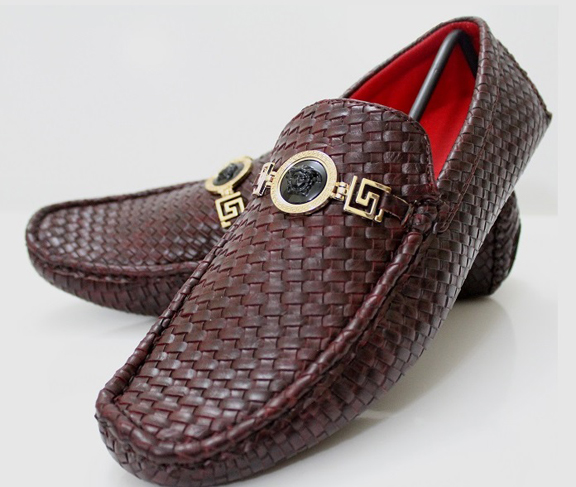 Versase Textured Red Wine Men's Shoes